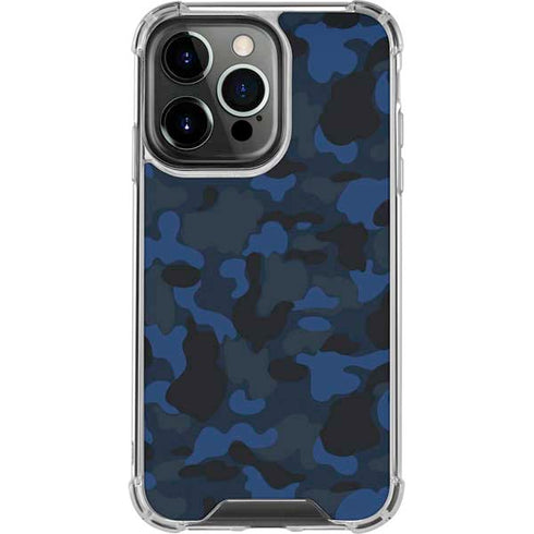 Blue Street Camo iPhone 14 Pro Clear Case
